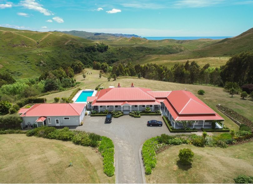 Aerial photo of Cape South Retreat New Zealand.