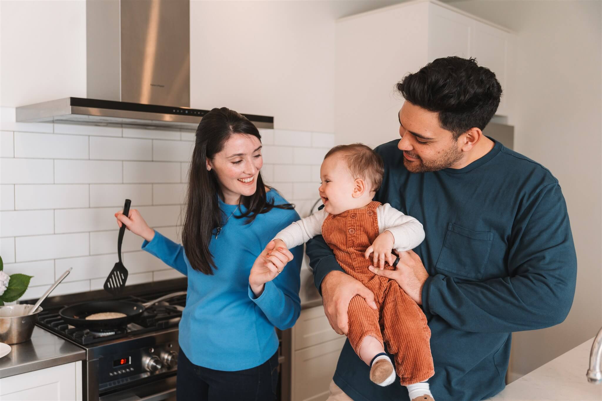 Family cooking dinner